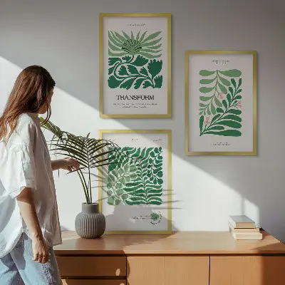 Cadre photo mural avec motif de feuilles vertes