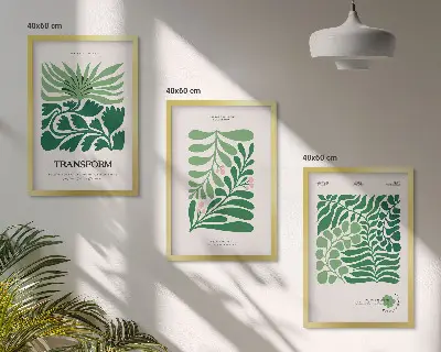 Cadre photo mural avec motif de feuilles vertes