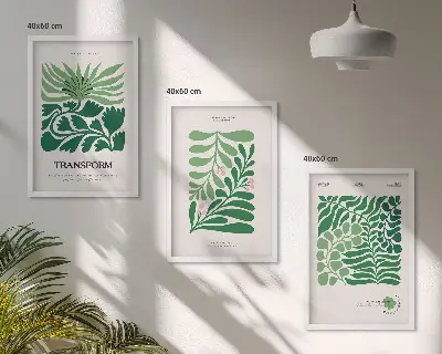 Cadre photo mural avec motif de feuilles vertes