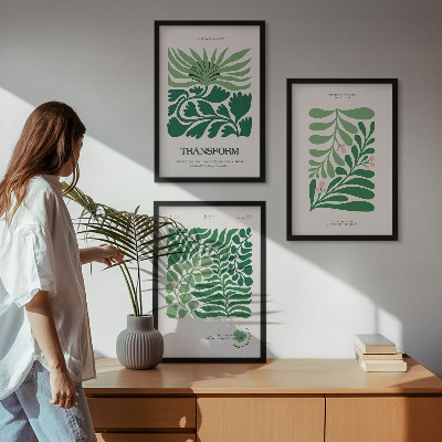 Cadre photo mural Formes de plantes à feuilles vertes