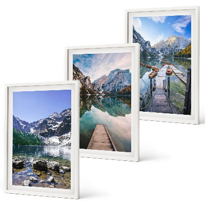 Cadre photo mural Montagnes, lacs, jetées en bois