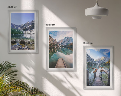 Cadre photo mural Montagnes, lacs, jetées en bois