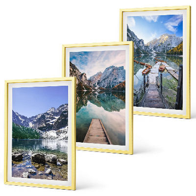 Cadre photo mural Montagnes, lacs, jetées en bois