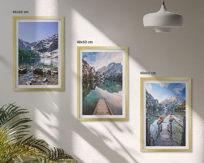 Cadre photo mural Montagnes, lacs, jetées en bois