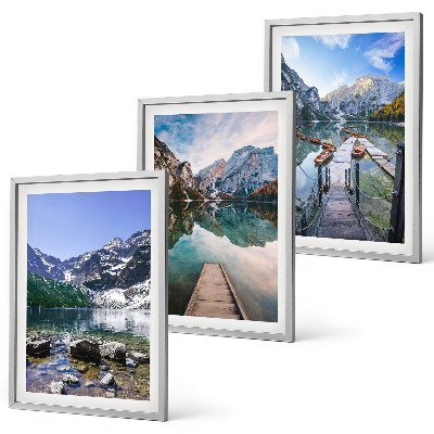 Cadre photo mural Montagnes, lacs, jetées en bois
