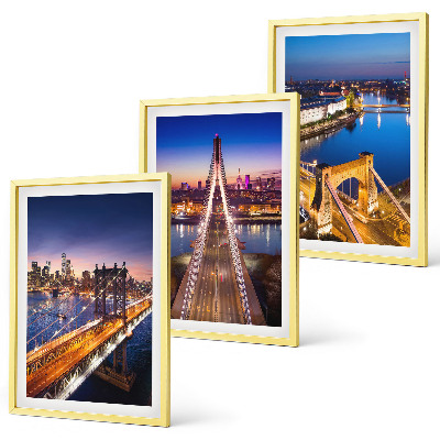 Lot de 3 tableaux pour salon Villes la nuit, ponts, rivières