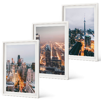 Cadre photo mural Villes la nuit, lumières des gratte-ciel