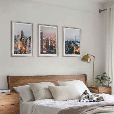 Cadre photo mural Villes la nuit, lumières des gratte-ciel