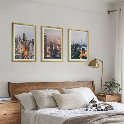 Cadre photo mural Villes la nuit, lumières des gratte-ciel