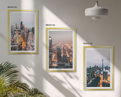 Cadre photo mural Villes la nuit, lumières des gratte-ciel
