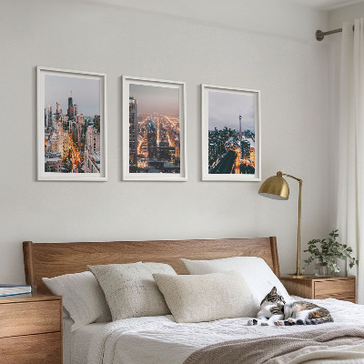 Cadre photo mural Villes la nuit, lumières des gratte-ciel