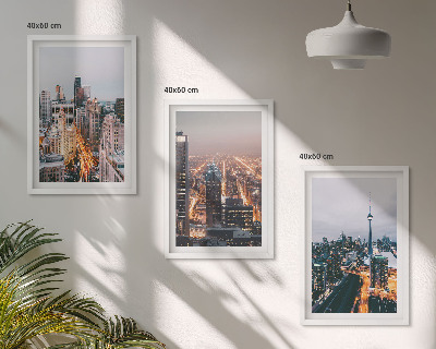 Cadre photo mural Villes la nuit, lumières des gratte-ciel