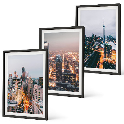Cadre photo mural Villes la nuit, lumières des gratte-ciel