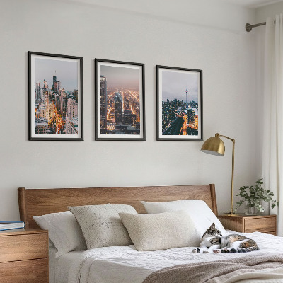 Cadre photo mural Villes la nuit, lumières des gratte-ciel