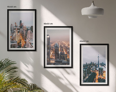 Cadre photo mural Villes la nuit, lumières des gratte-ciel