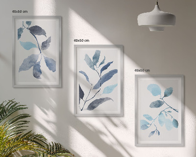 Cadre photo mural Aquarelle de feuilles bleues