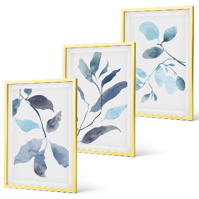 Cadre photo mural Aquarelle de feuilles bleues