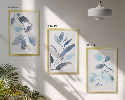 Cadre photo mural Aquarelle de feuilles bleues