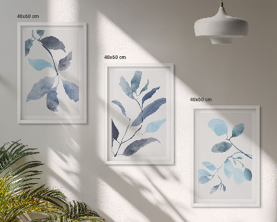 Cadre photo mural Aquarelle de feuilles bleues