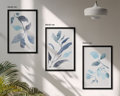 Cadre photo mural Aquarelle de feuilles bleues