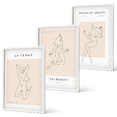 Lot de 3 tableaux pour salon Affiche minimaliste de silhouettes féminines