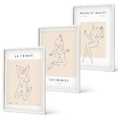 Lot de 3 tableaux pour salon affiches minimalistes représentant des silhouettes féminines