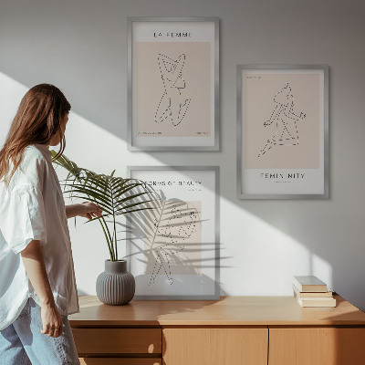 Lot de 3 tableaux pour salon Affiche minimaliste de silhouettes féminines