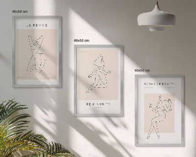 Lot de 3 tableaux pour salon Affiche minimaliste de silhouettes féminines