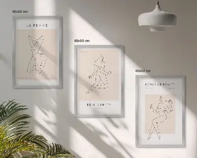 Lot de 3 tableaux pour salon affiches minimalistes représentant des silhouettes féminines