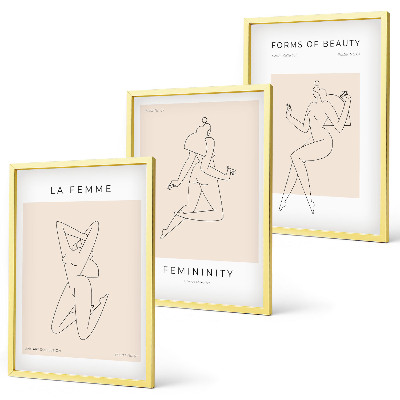 Lot de 3 tableaux pour salon Affiche minimaliste de silhouettes féminines