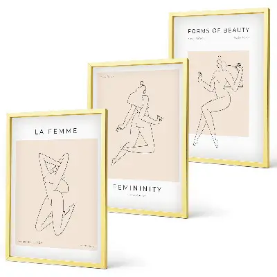 Lot de 3 tableaux pour salon affiches minimalistes représentant des silhouettes féminines