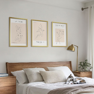 Lot de 3 tableaux pour salon Affiche minimaliste de silhouettes féminines