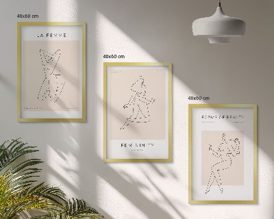 Lot de 3 tableaux pour salon Affiche minimaliste de silhouettes féminines