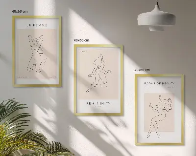 Lot de 3 tableaux pour salon affiches minimalistes représentant des silhouettes féminines