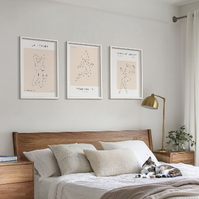 Lot de 3 tableaux pour salon Affiche minimaliste de silhouettes féminines