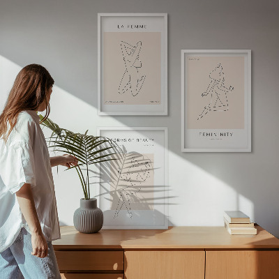 Lot de 3 tableaux pour salon Affiche minimaliste de silhouettes féminines