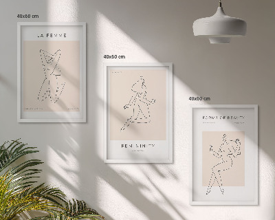 Lot de 3 tableaux pour salon Affiche minimaliste de silhouettes féminines