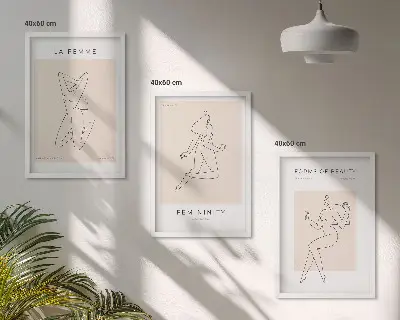 Lot de 3 tableaux pour salon affiches minimalistes représentant des silhouettes féminines