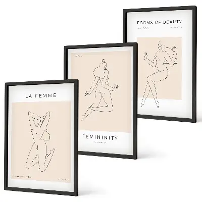 Lot de 3 tableaux pour salon affiches minimalistes représentant des silhouettes féminines