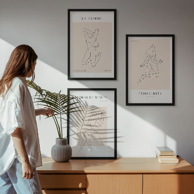 Lot de 3 tableaux pour salon Affiche minimaliste de silhouettes féminines