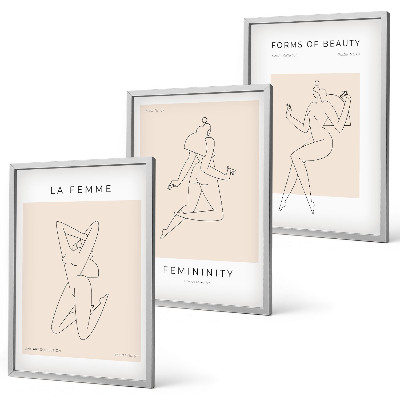 Lot de 3 tableaux pour salon Affiche minimaliste de silhouettes féminines