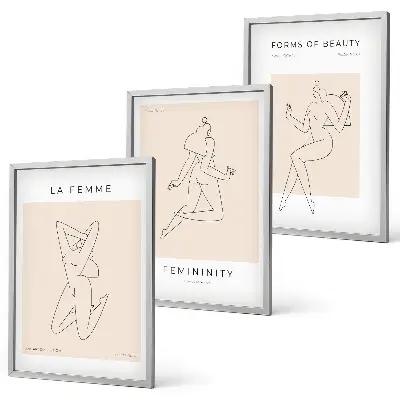 Lot de 3 tableaux pour salon affiches minimalistes représentant des silhouettes féminines
