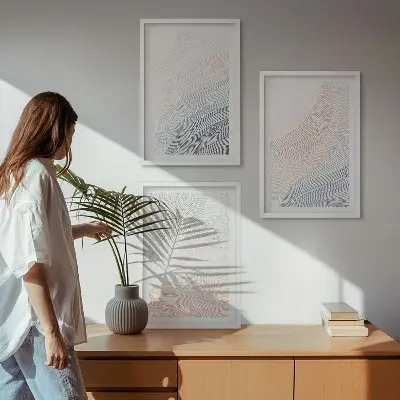 Cadre photo mural vagues abstraites sur carton pastel