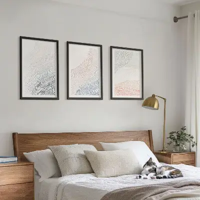 Cadre photo mural vagues abstraites sur carton pastel