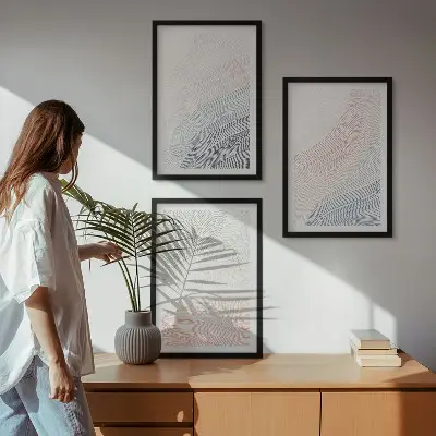 Cadre photo mural vagues abstraites sur carton pastel