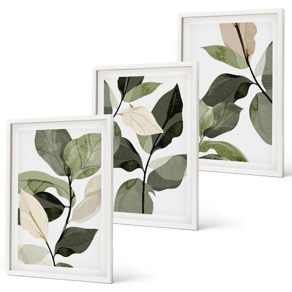 Cadre photo mural Feuilles de plantes bohèmes peintes