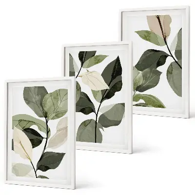 Cadre photo mural avec motif de feuilles de plantes bohèmes peintes