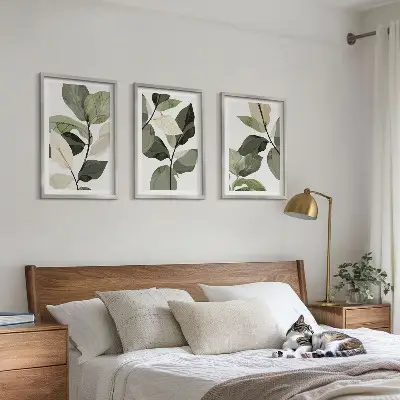 Cadre photo mural avec motif de feuilles de plantes bohèmes peintes
