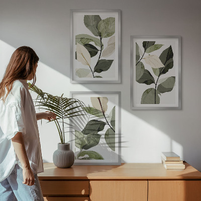 Cadre photo mural Feuilles de plantes bohèmes peintes