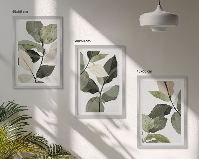 Cadre photo mural Feuilles de plantes bohèmes peintes